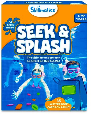 Skillmatics Pool Toys - Seek & Splash, Search & Find Water Game, Swimming Pool Dive Toy for Kids, Summer Fun & Gifts for Boys & Girls Ages 6, 7, 8, 9, 10, 11 & Up, Includes 64 Colorful Gems