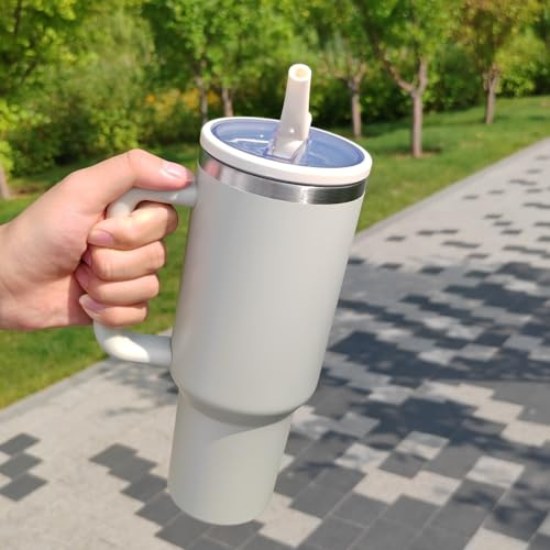 Besot “40oz Trinkhalmbecher mit Klappdeckel und Griff, geeignet für Auto-Becherhalter, auslaufsicher, Reisewasserbecher, 304 Edelstahl, Reisewasserflasche.. (Dunes)
