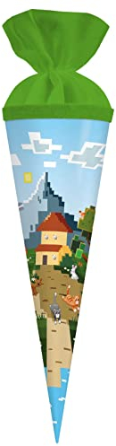 goldbuch 93 124 Geschwistertüte Mein Game, Schultüte mit buntem Motiv, Lackkarton, Geschenkverpackung mit grünem Filzverschluss (ohne Verschlussband), Zuckertüte rund, Länge 35 cm, Ø 11,5 cm, Bunt