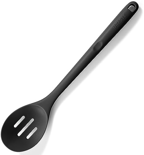 U-Taste Silikon geschlitzter Löffel, 315℃ Hitzebeständiger, Schwarz