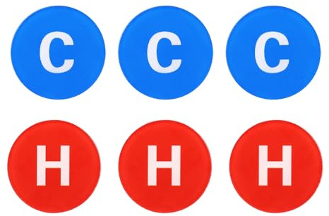 PATIKIL Etichetta adesiva per acqua calda/fredda 3 paia/6 confezioni di adesivi rotondi in acrilico per rubinetti e lavandini rosso/blu