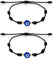 Yolev 2 Pieces Evil Eye String Bracelets Handmade Black String Evil Eye Bracelet Adjustable Good Luck Bracelet Nylon String Cute Ruffle Ankle Socks for Women, White