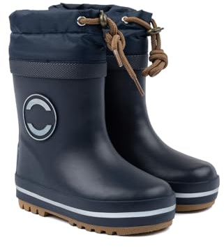 Mikk-line Bottes en caoutchouc doublées chaudes pour enfants | Bottes de pluie imperméables pour garçons et filles | Bottes en caoutchouc thermiques coupe-vent | Chaussures de pluie avec détails