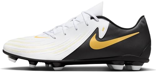 Nike Phantom Gx II Academy Fg/Mg Football Shoe White/Black/MTLC Gold Coin 10.5