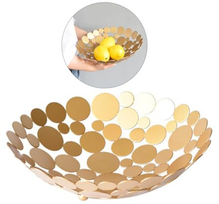 Cabilock de Metal Plato Decorativo para Frutas Cesta de Hierro Elegante Soporte Estable para Mesa de Comedor Decoración Almacenamiento de Frutas Diseño