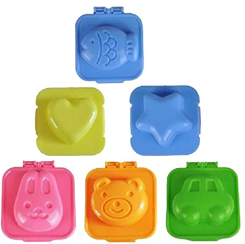 Eierreisform, hart gekochte Eierform, 3D -Cartoon -Sushi -Reisformen, 6pcs Plastik -Eier -Shaper -DIY -Werkzeuge Bento -Zubehör, zufällige Farbe