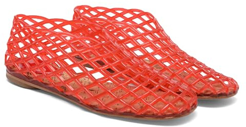 FIENZA Jelly Mesh Ballet Flats for Women, Clear Jellies Hollow Flat Sandals Comfortable Summer Beach Ballerina Shoes Slip-On Lightweight PVC Slides
