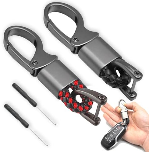 2 Piezas Llavero Mosqueton, Mosquetones Pequeños, Llavero de Aleación de Zinc, Llavero de Mosquetón Resistente, Llavero de Automóvil Como Regalo de Negocios Para Hombres y Mujeres (Negro Rojo + Negro)