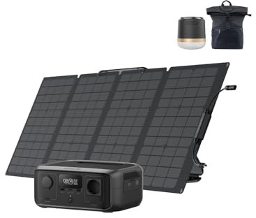 ECOFLOW RIVER 3 Tragbare Powerstation mit 110W Solarpanel, 245Wh LFP Batterie, bis zu 600W Leistung, GaN Effizienz verdoppelt die Laufzeit,<20ms USV, 30% kompakterer Solargenerator für Outdoor Camping