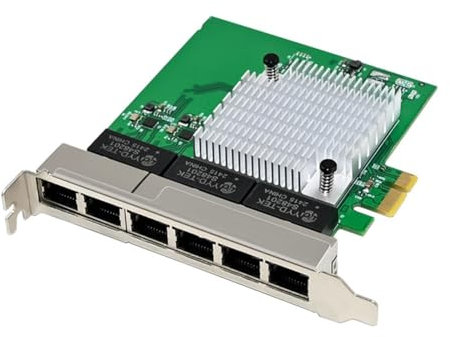 Joselin Carte Réseau Gigabit Ethernet PCIe X1 à 6 Ports, Adaptateur Réseau 1000 Mbps Haute Vitesse pour Win7/8/10