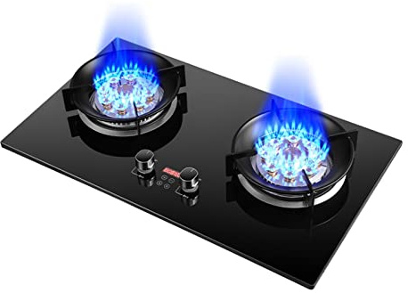 Cuisinière À Gaz Portable À Double Brûleur 17742BTU, Minuterie De 180 Minutes (indépendante Des Deux Côtés), Dispositif De Protection Contre Les Flammes Accidentelles For Le Camping Dans La Cour(LPG)