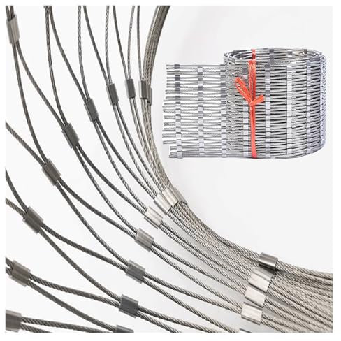 DTVEW 304 Edelstahl-Seilnetz, Flexibles Seil-Geländer-Netz, 10cm/2mm Pflanzenklettermasche, Flexibel Garten Bauernhof Treppe Dekornetz(0.5x12m)