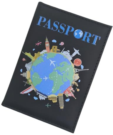 SamHeng Créatif Earth Porte-Passeport Housse Universel Cuir PU Couverture de Passeport Protège-Passeport Portefeuille de Voyage pour Femmes Hommes Cartes de Crédit Cartes d'embarquement (Noir)