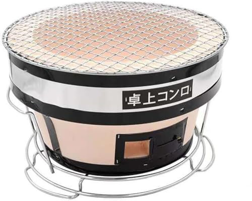 ZHZXBDGQ Barbecue à charbon de bois de table ronde, barbecue en céramique japonaise, poêle à barbecue portable, cuisinière à charbon de bois d'intérieur et d'extérieur, barbecue au charbon de bois