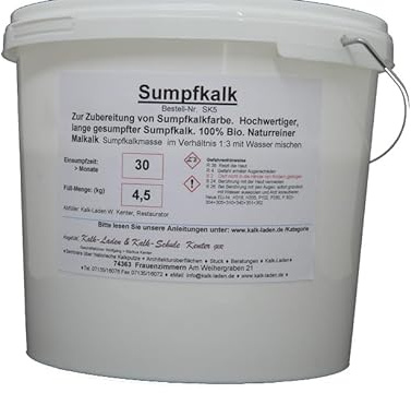 Sumpfkalk/Kalkfarbe/Streichkalk, Schimmelwidrig, rein natürlich. 4,5 kg für zirka 64 m²