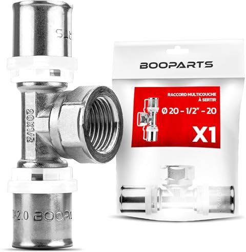BOOPARTS – Pressfitting T-Stück Ø20 mm x 1/2 Innengewinde x Ø20 mm | TH Kontur T-Verbinder für Mehrschichtverbundrohr | 1 Stück