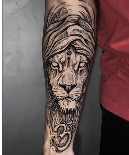2Pcs Herbal Temporary Tattoos Stickers Fake Tattoos Lion European And American Juice Women And Men Semi-Permanent Non-Reflective Waterproof Lasting 2 Weeks