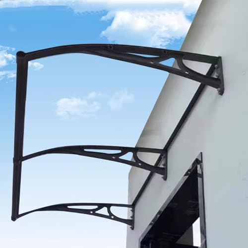 HARELA Auvent De Porte Et Fenêtres Auvent pour Porte D'entrée, Marquise De Porte Exterieur en Polycarbonate Et Alliage D'aluminium, Contre La Pluie Et UV(Black,50x80cm/20x32in)