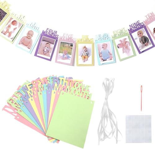 HZXINYI 1er Cumpleaños Foto Banner - Guirnalda Fotos 1er Cumpleaños Bebé - Decoración Fiesta 1 Año