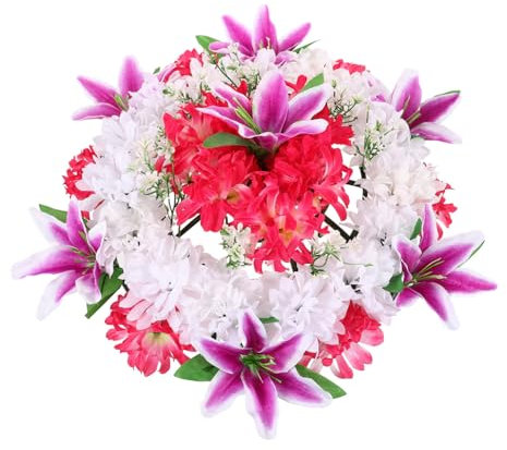 Garneck Artificial De Flores para Funerales De Realista para Cementerio Decoración De Flores Artificiales para Tumbas