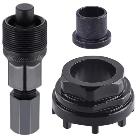 Fahrrad Lockring Tool, Fahrrad Kurbelabzieher, 42 mm Schwarz Tretlager Werkzeug mit Kurbelabzieher, 8 Zähnen Tretlager Werkzeug und Abnehmbare Kappe, Crank Puller Universell für Fahrräder Reparatur