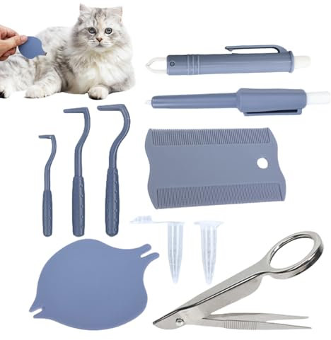 Strumento Per Rimuovere Zecche Da Cani - Kit per Eliminare Pulci Animali Domestici | Strumento Leggero per Pulci e Zecche su Cani, Gatti, Cuccioli e Gattini