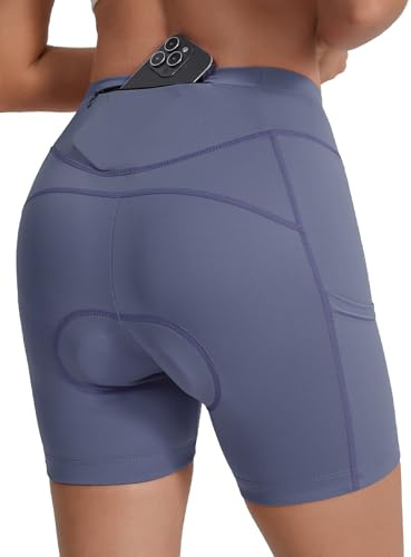 BERGRISAR Fahrradhose Damen Gepolstert Atmungsaktiv Elastische Radlerhose Radhose mit 3 Taschen