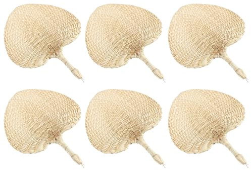 Veasbuu Abanico de mano de rafia natural a granel, ventilador de enfriamiento tejido de hoja de palma, abanico de 9.75 x 11.5 pulgadas, estilo chino, hecho a mano, para bodas, decoración del hogar