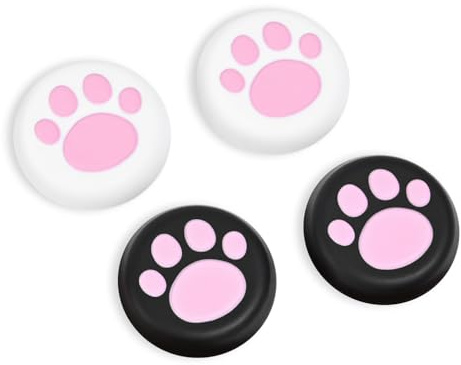 DLseego Joystick Kappen Kompatibel mit Switch 2, 4PCS Nette Katze Pfote Daumen Griff Kappen, Verbesserte Ausrichtung Präzision Silikon Anti-Rutsch Analog Stick Kappen,Rosa