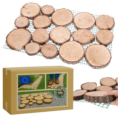 MODO24 Gartenweg aus Holz, 1 Modul, Gehwegplatte, Gehweg aus Eichescheiben, Gehplatten, Holzscheiben, Holzplatten, Gartenplatten, Beetplatten, Weg Holzpfad, FSC-Holz, Modulmaß 80x50x3 cm