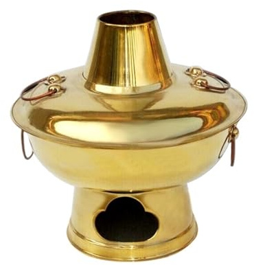 Pentola calda da esterno in rame con coperchio, stile vintage per shabu, per cucinare, stufare e riunioni, pentole durevoli per familiari e amici