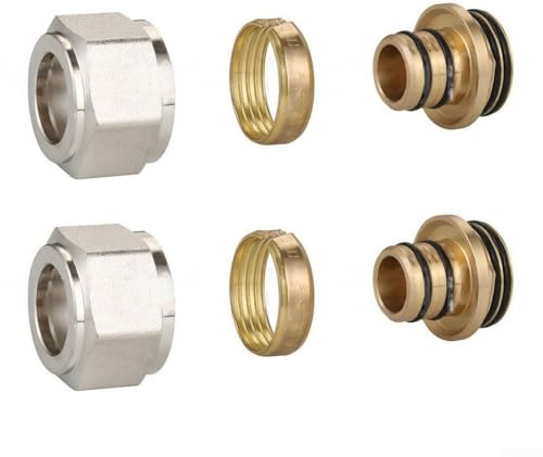 Klemmfitting für Fußbodenheizung für System 3/4 Zoll, 16x1,8mm und 16x2,0mm Messing Verteileranschluss für Heizungsrohre, kompatibel mit W(16X2.0X3/10.2 cm)