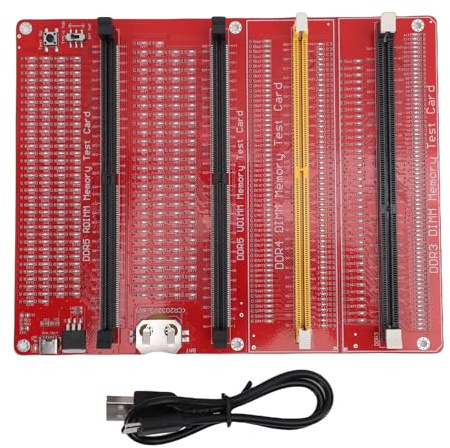 Xiuganpo 4 in 1 RAM Memory Tester Card, Dual Power Supply with Type C, LED Light Testing for Desktop DDR3 DDR4 DDR5 Server DDR5 RAM Hardware Open Short Circuit Fault Detection