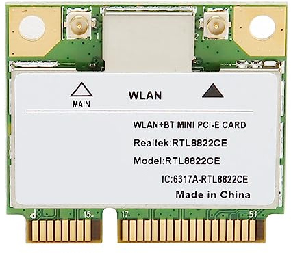 Rcniso Mini Tarjeta Inalámbrica PCIE, Mini Tarjeta de Red PCIE WiFi Fácil Instalación PCB RTL8822CE para Portátiles