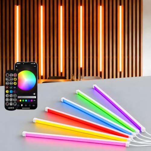 CaeliMuse LED Strip Lights for Acoustic Wall Panels, 6x1M Acoustic Panels Embedded LED Light Strips Kit, Flexible LED Wall Lights for Wood Slat&Kitchen Cabinets, App & 2.4G Remote Control, Cuttable