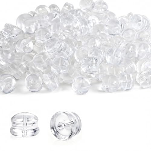 200 Piezas Tuercas Pendientes Silicona Transparente, Topes Pendientes Silicona, Seguridad Broche de Pendiente Goma Blanda para Bisuteria y Accesorios