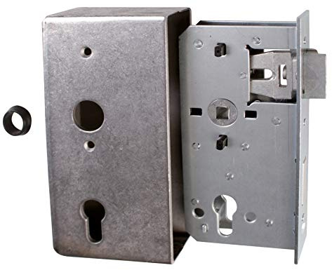Alberts 413453 Schlosskasten | mit verzinktem Schloss | Stahl | Dornmaß 55 mm | 185 x 90 x 34 mm