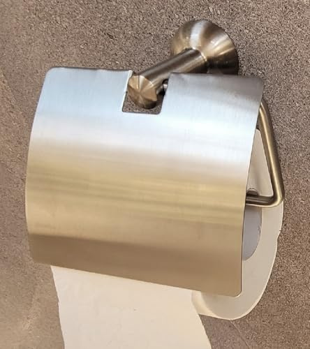 Spirella Campagne Satin WC-Papierhalter mit Deckel (10.14864) Metall matt gebürstet