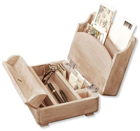 Loberon Tischsekretär Didier, Charmanter Vintage-Look, Handbearbeitet, Nostalgische Box, Aufbewahrung, Organizer, Mangoholz, Eisen, braun