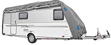 TRAVORA - Plane für Wohnwagen - Hochwertige Wohnwagen Garage - Wohnwagen Schutzdach schützt vor Staub und Nässe - Wohnmobil Abdeckplane in vielen Größen