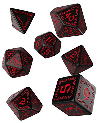 Schwarz-Rot Runen Würfel Set