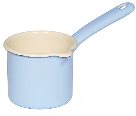 Riess, 0283-006, Schnabeltopf mit Stiel Ø 9cm, BUNT PASTELL, Emaille, Vol. (rec.): 0,5 Liter, Made in Österreich, LBH: 22,2x11,6x11,0cm, 0,265kg, Induktionskocher kompatibel, Gasherd geeignet