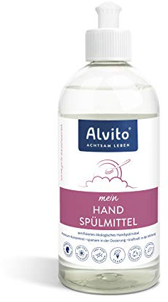 Alvito® Handspülmittel, ökologisch & hautschonend aus pflanzlichen Tensiden, dermatologisch getestet, nachhaltiges Spülmittel 5oo ml