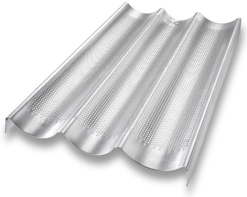 USA Pan Bakeware Aluminized Steel Perforated French Baguette Bread Pan, 3-Loaf