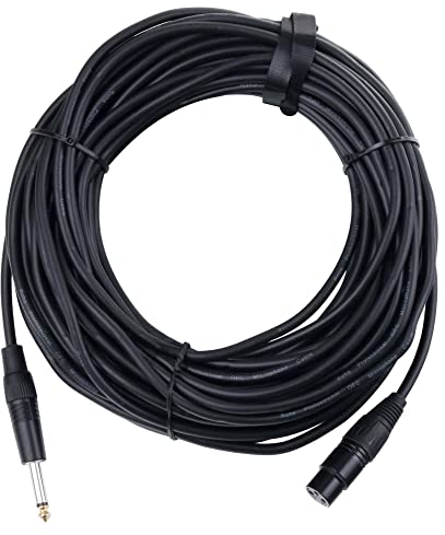 Pronomic XFJ-20 XLR zu Klinke Kabel (unsymmetrisches Mikrofonkabel, Länge 20m, säure- und ölfest, Spannzangen-Zugentlastung) schwarz