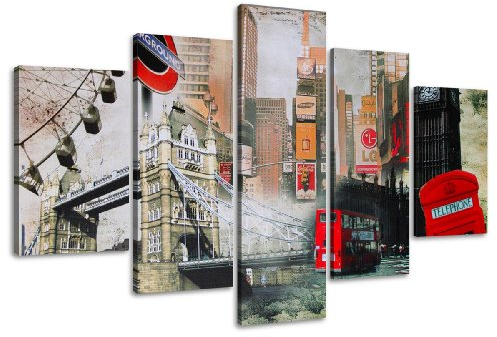 Visario 5515 Bilder auf Leinwand Bild 160 x 80 cm London fünfteilig