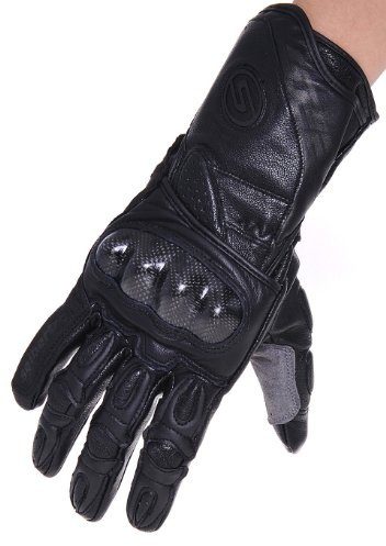 Seibertron SP2 SP-2 Leder Herren On-Road Motorrad-Handschuhe echtes Leder Moto-Cross Motobike Motorrad Sport-Handschuhe (Schwarz+Schwarz, L)