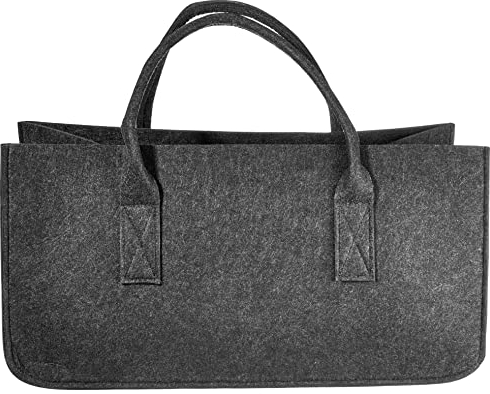 Mary Portman Bolsa de fieltro gris oscuro para leña, cesta de fieltro, cesta para leña, cesta de fieltro, soporte para periódicos