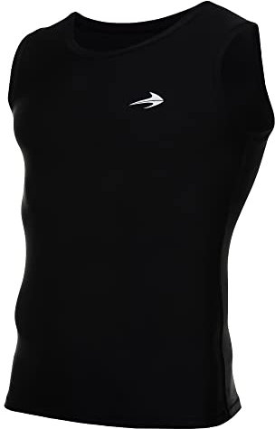 CompressionZ Men's Compression Shirt - Athletic Base Layer for Workouts Running Dry Fit Athletic Training Tank Top Black X-Large