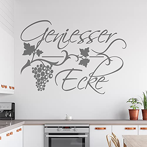 Geniesser Ecke Trauben Wandtattoo in 6 Größen - Wandaufkleber Wall Sticker - Dekoration, Küche, Wohnzimmer, Schlafzimmer, Badezimmer